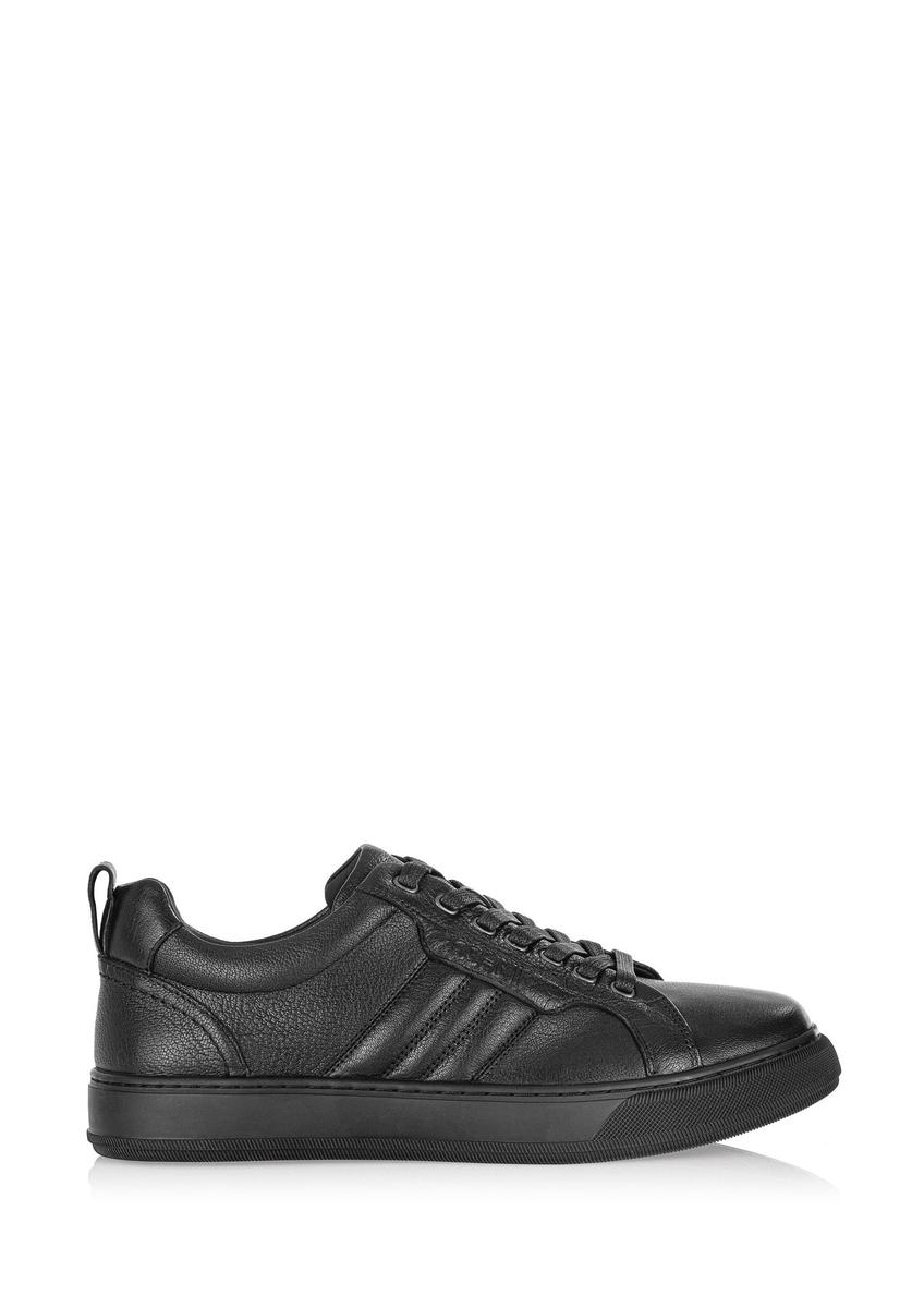 Black leather men's sneakers BUTYM-0465-99(Z24)-01