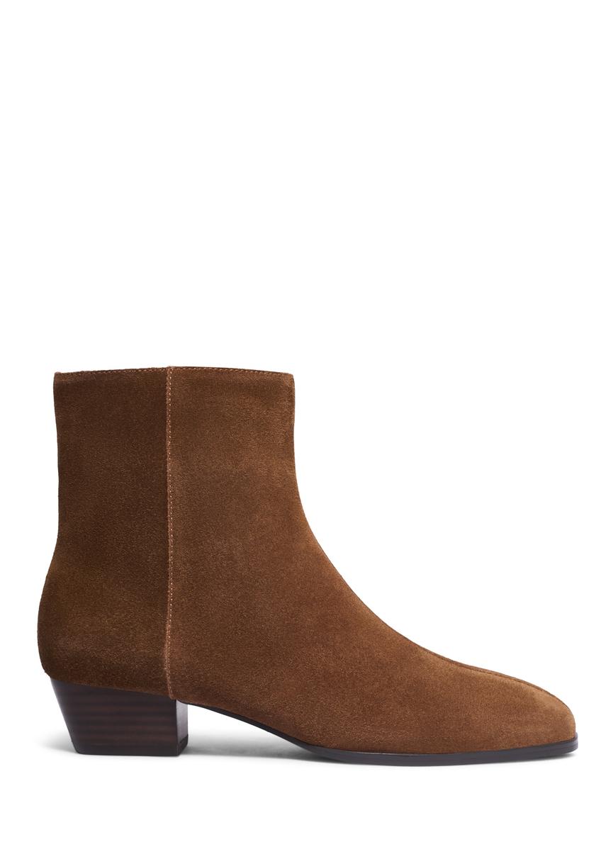 Light brown suede women's ankle boots BUTYD-1303-1G(Z26), side product view on white background.
