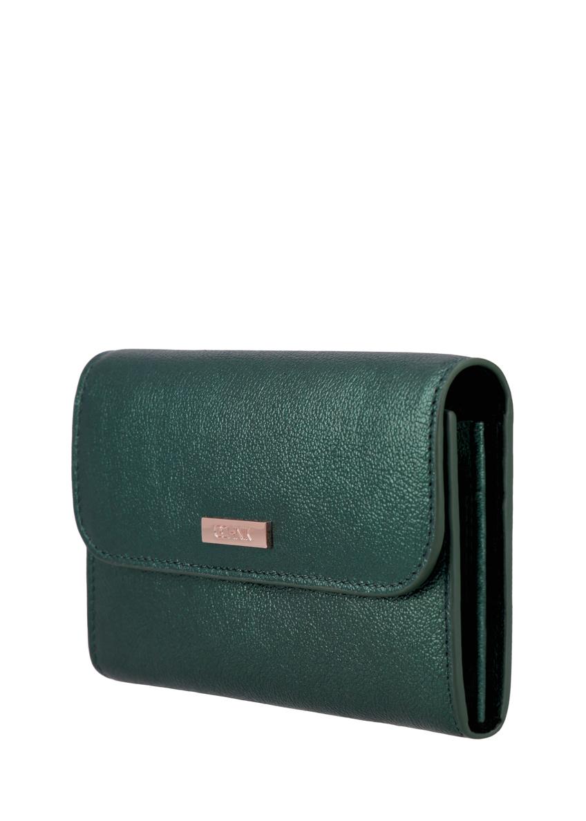 Medium dark green leather women's wallet PORES-1030-8C(Z26)