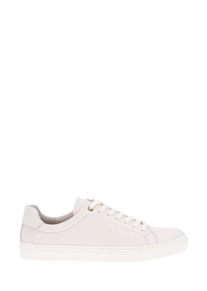Cream leather women's sneakers BUTYD-1068-0B(Z26). Product view from the side, on a white background.