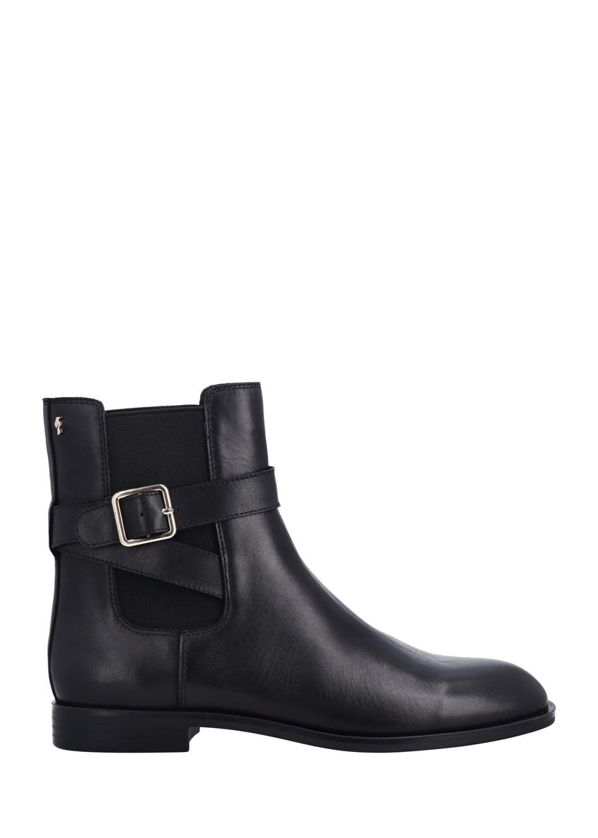 Black leather women's ankle boots BUTYD-1312-99(Z26), side view of the product on a white background.