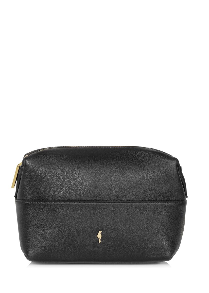 Women's black leather cosmetic bag TORES-0976-99(W24)-09
