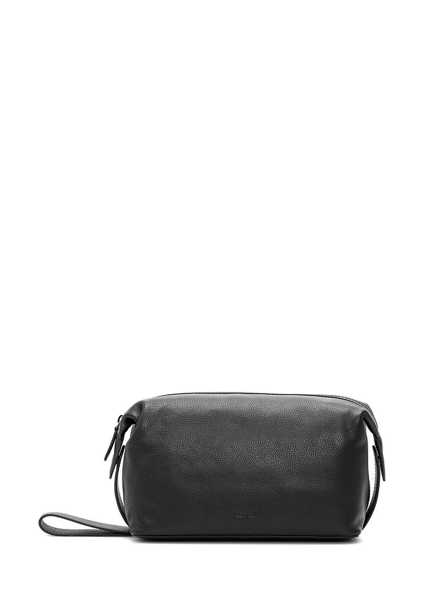 Large black men's cosmetic bag TORMS-0475-99(Z25), front product view on white background.