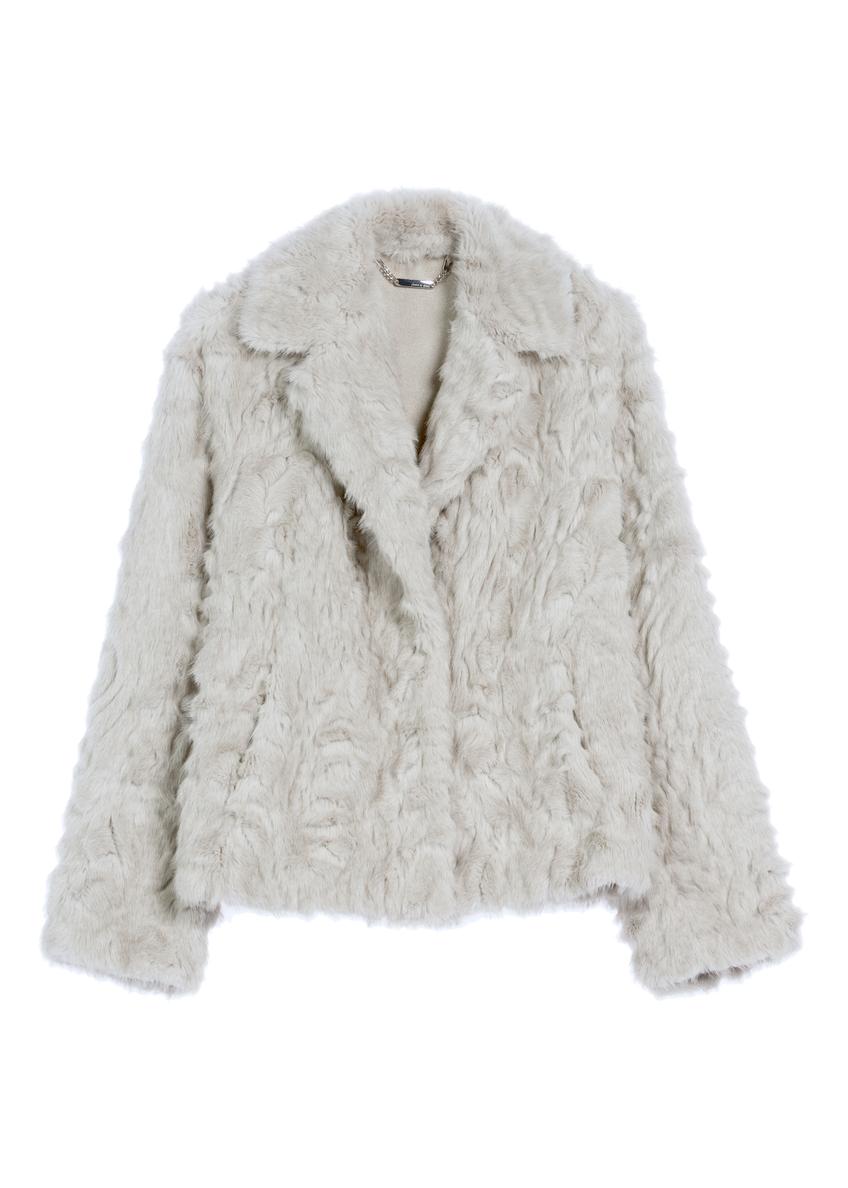 Gray women's fur coat FUTDP-0058-91(Z25)