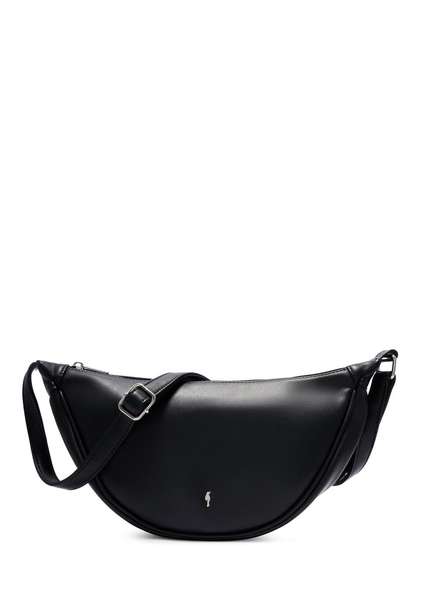 Black semi-circular women's handbag TOREC-1146-99(W26), front product view on white background.