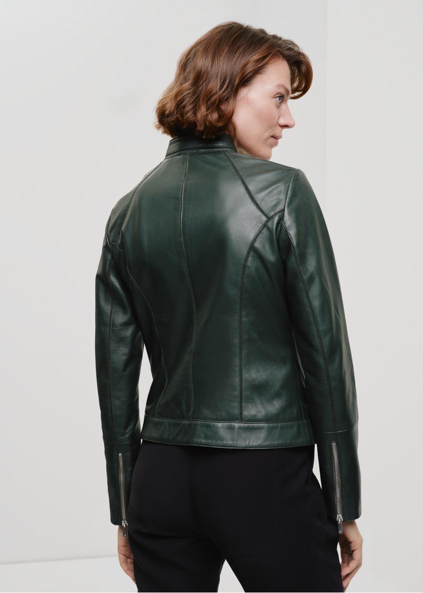 Women's green leather jacket KURDS-0480-1345(W24)