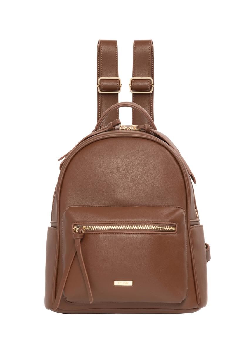 Light brown small women's backpack TOREC-1256-1G(Z26), front product view on white background.