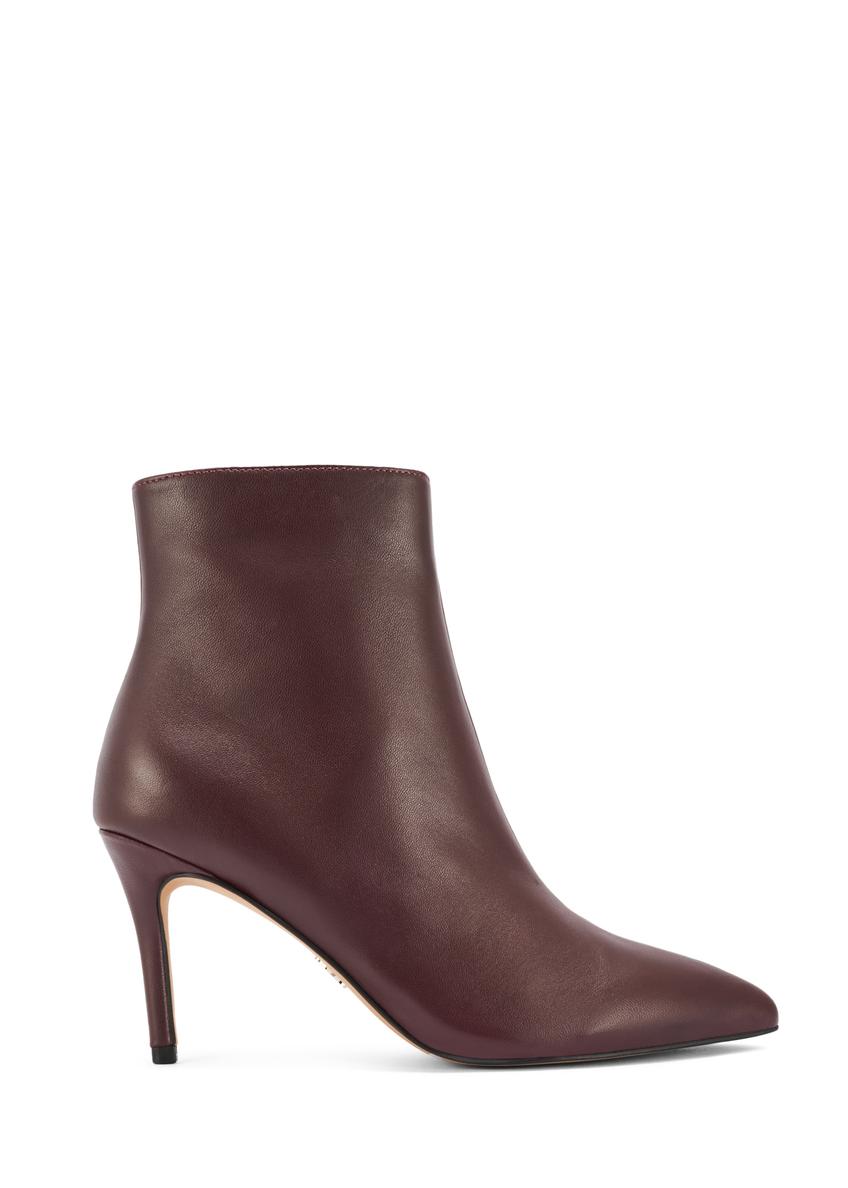 Burgundy leather ankle boots with high heel BUTYD-1122-49(Z25)