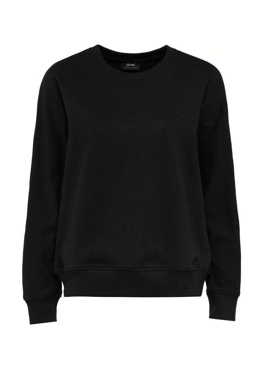 Black cotton women's oversize sweatshirt BLZDT-0109-99(W25)-01