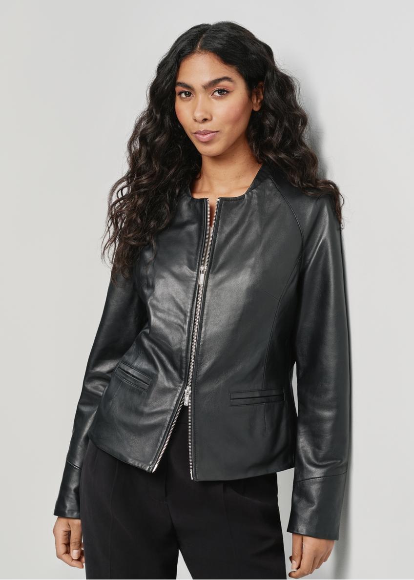 Women's black leather jacket KURDS-0485-1354(W24)