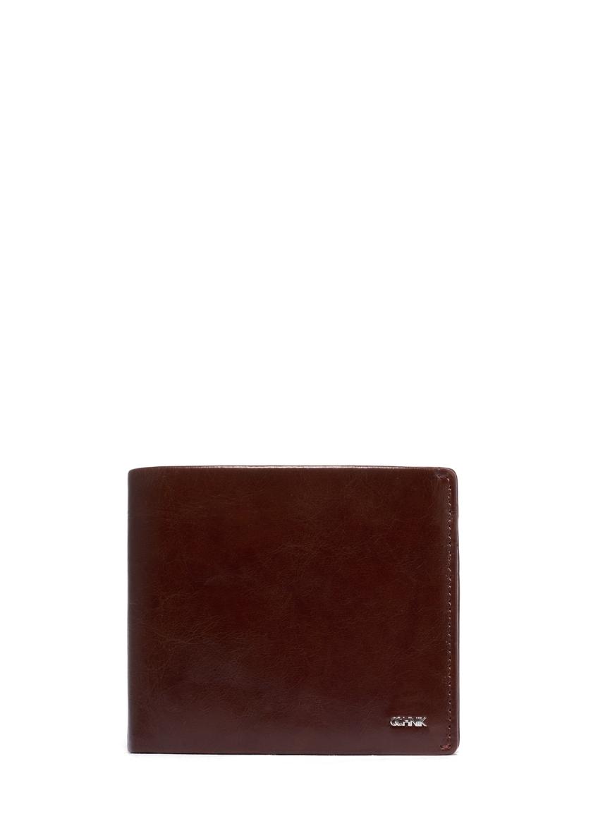 Brown leather men's wallet PORMS-0738-1G(Z26), front product view on white background.