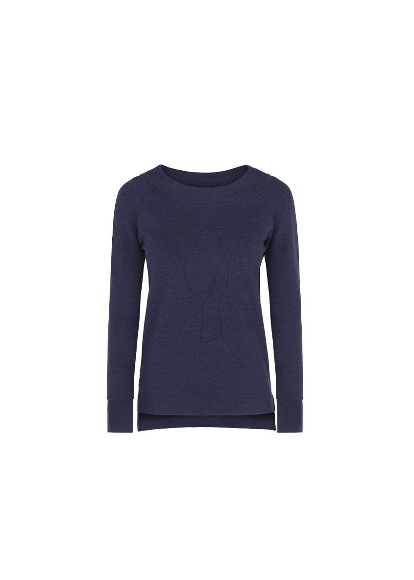 Navy blue women's sweatshirt with embossed oriole BLZDT-0009-69(Z19)-01