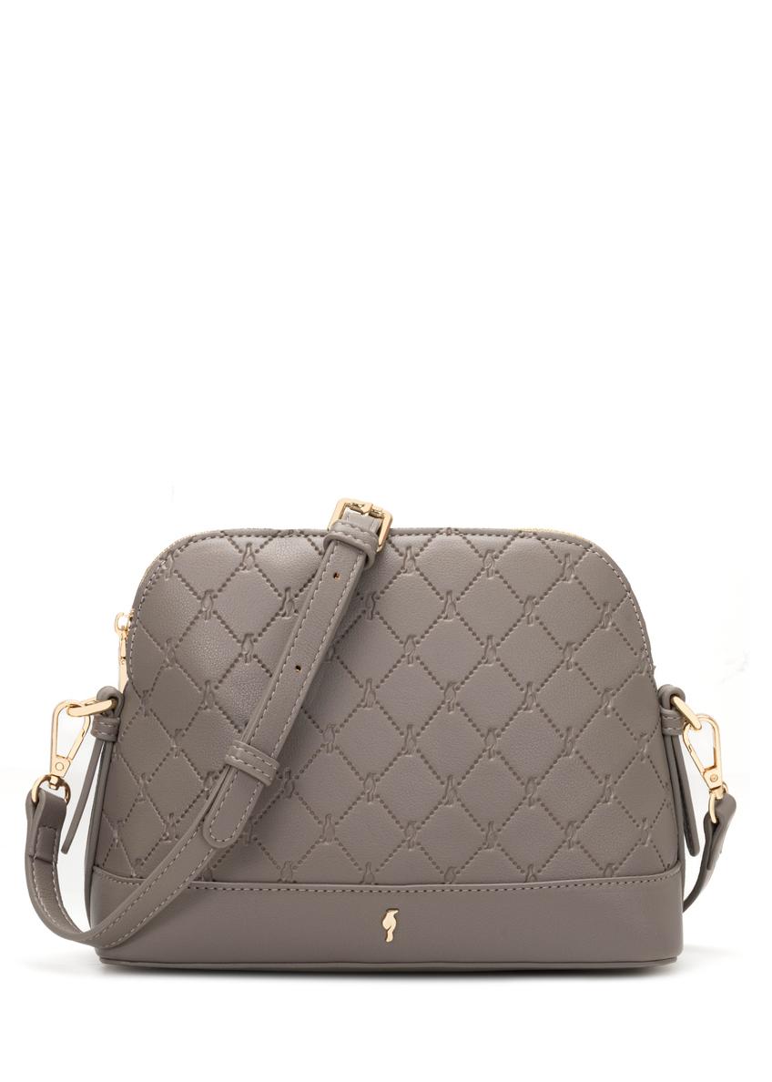 Light brown women's handbag with monogram TOREC-1180-1K(W26), front product view on white background.