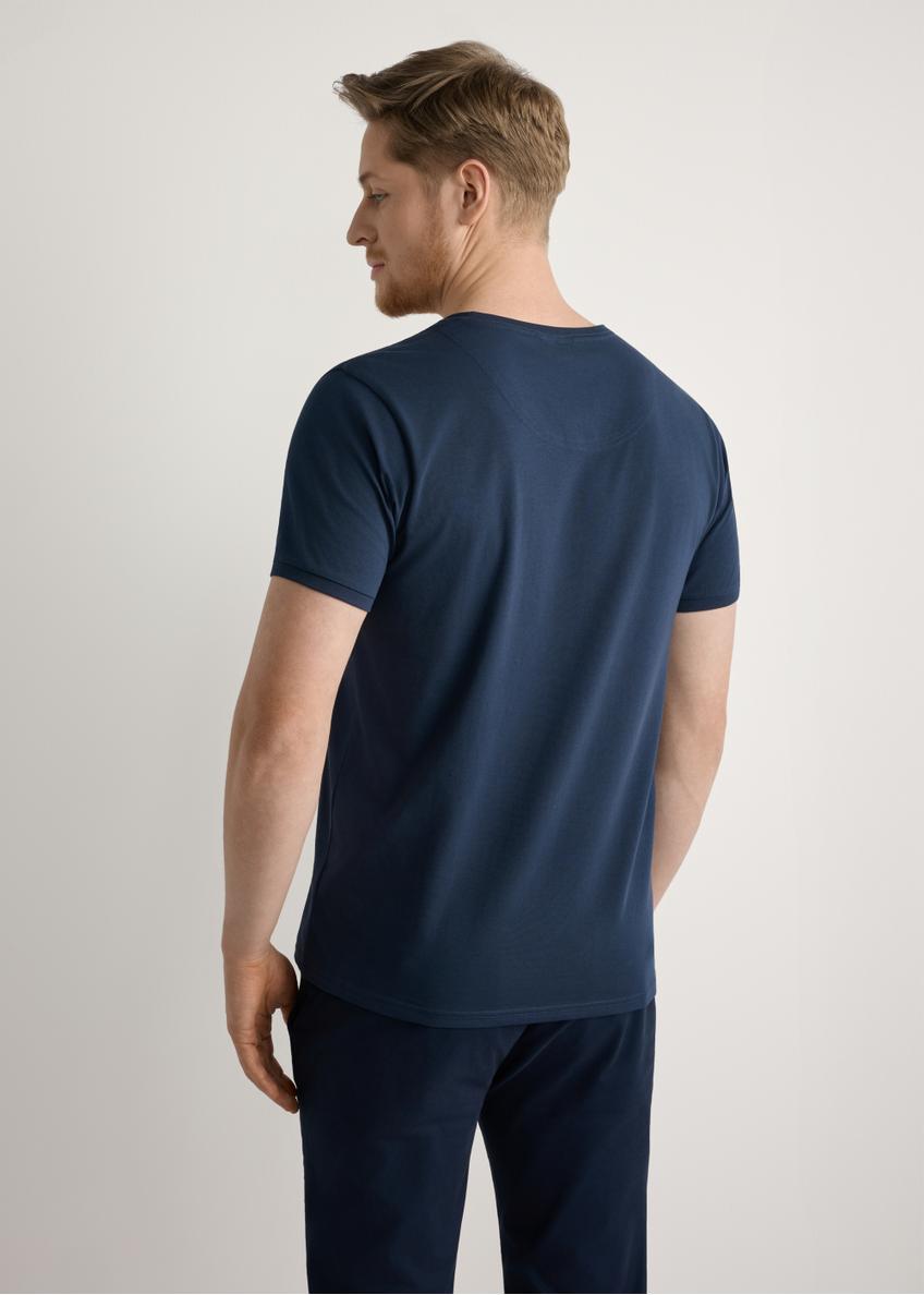 Navy blue cotton men's T-shirt TSHMT-0088-7E(W26)
