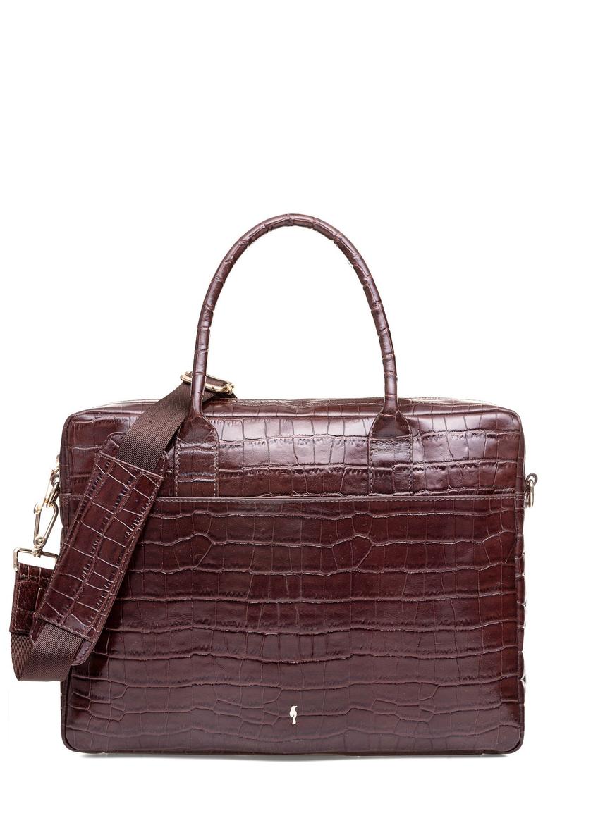 Leather elegant women's croco bag TORES-1128E-89(Z25), front product view on white background.