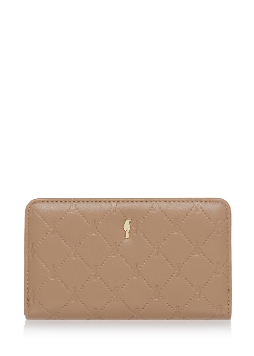 Beige women's wallet with monogram POREC-0348-81(Z24)-07