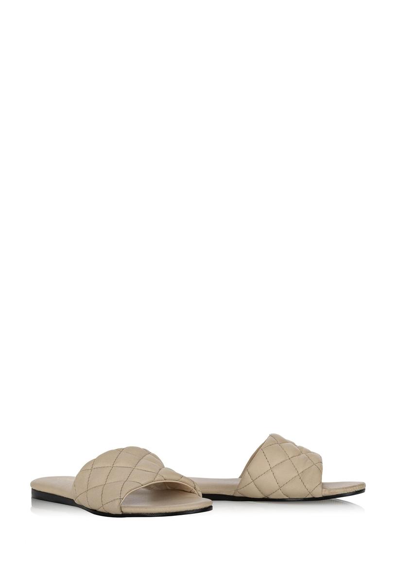 Leather beige quilted flip-flops BUTYD-1066-81(W24)