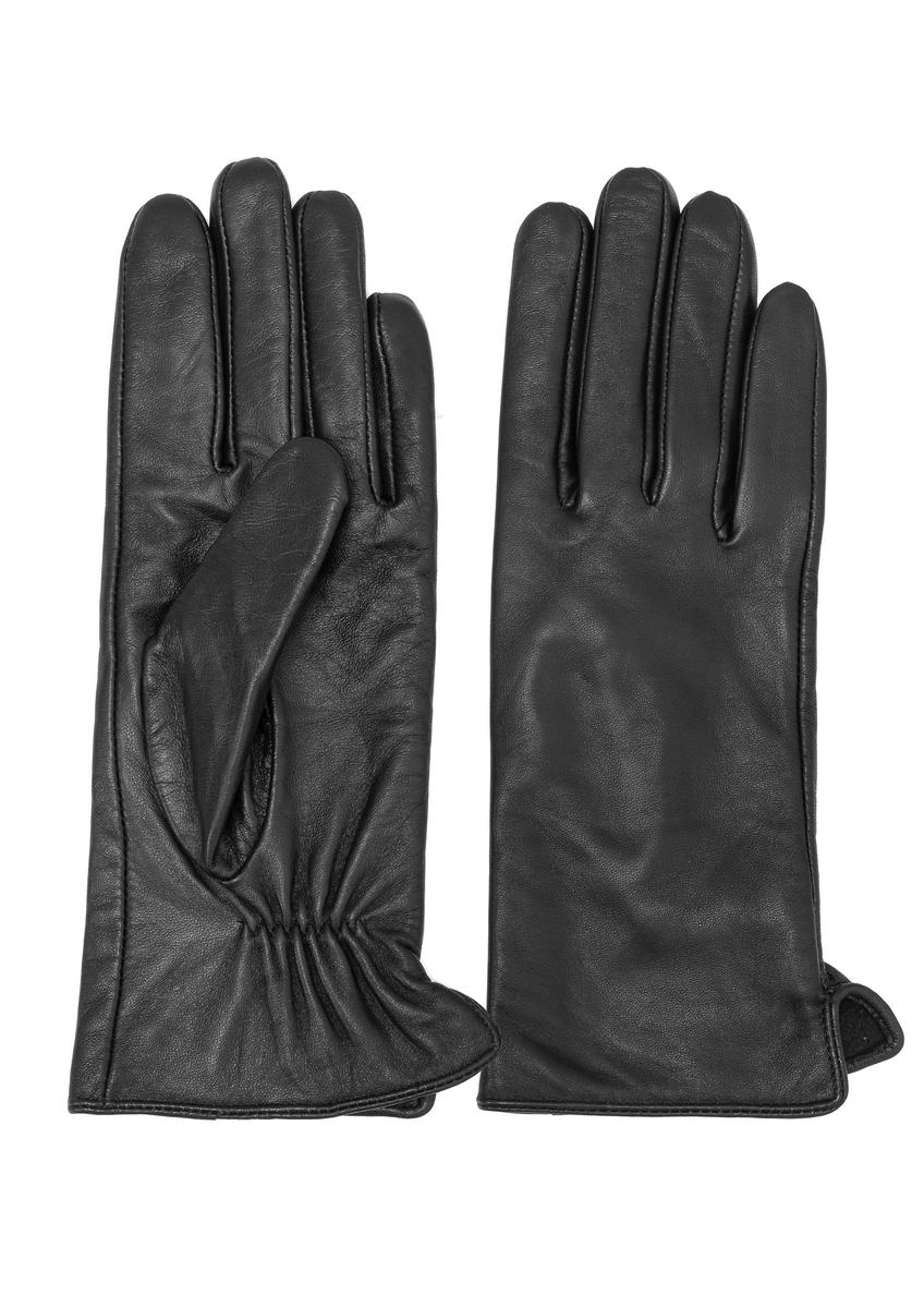 Women's black leather gloves REKDS-0001A-99(Z26)