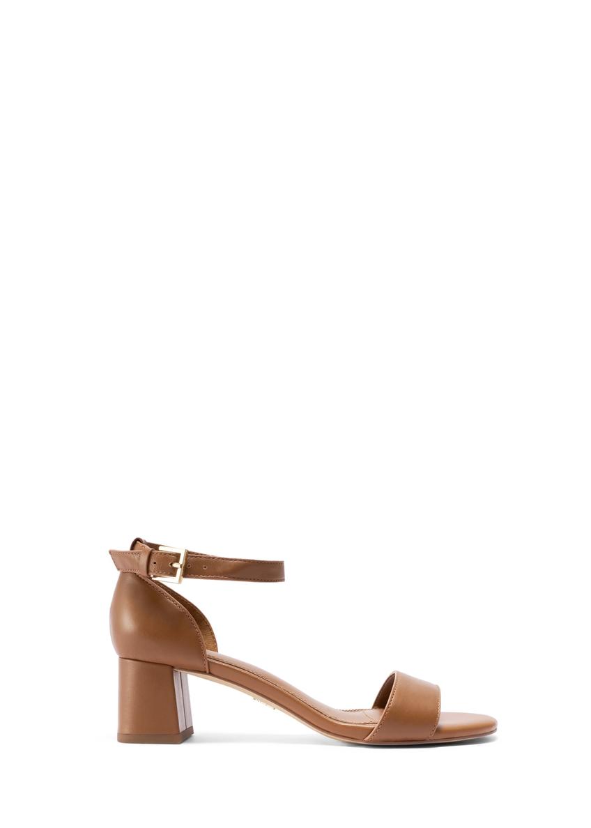 Women's camel leather sandals BUTYD-1179-1D(W26), side view of the product on a white background.