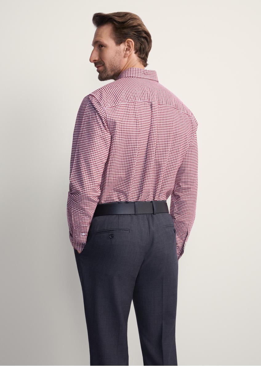 Men's burgundy checkered shirt KOSMT-0345-49(Z25)