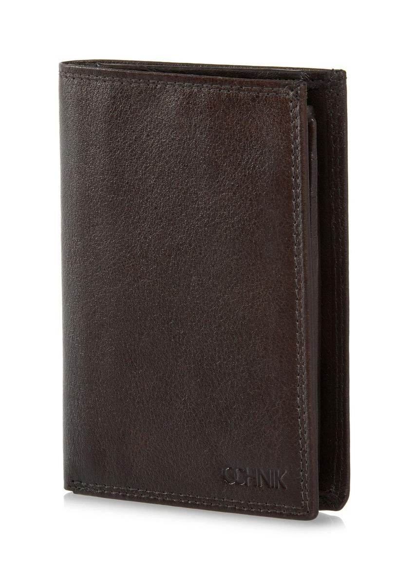 Brown leather unbuttoned men's wallet PORMS-0550-89(W24)