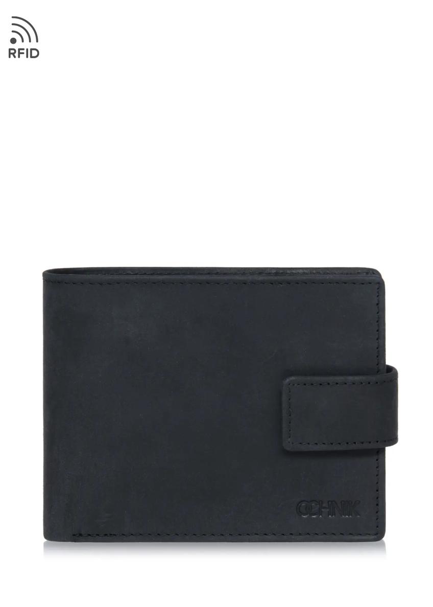 Small black leather men's wallet PORMS-0546-99(W23)-08