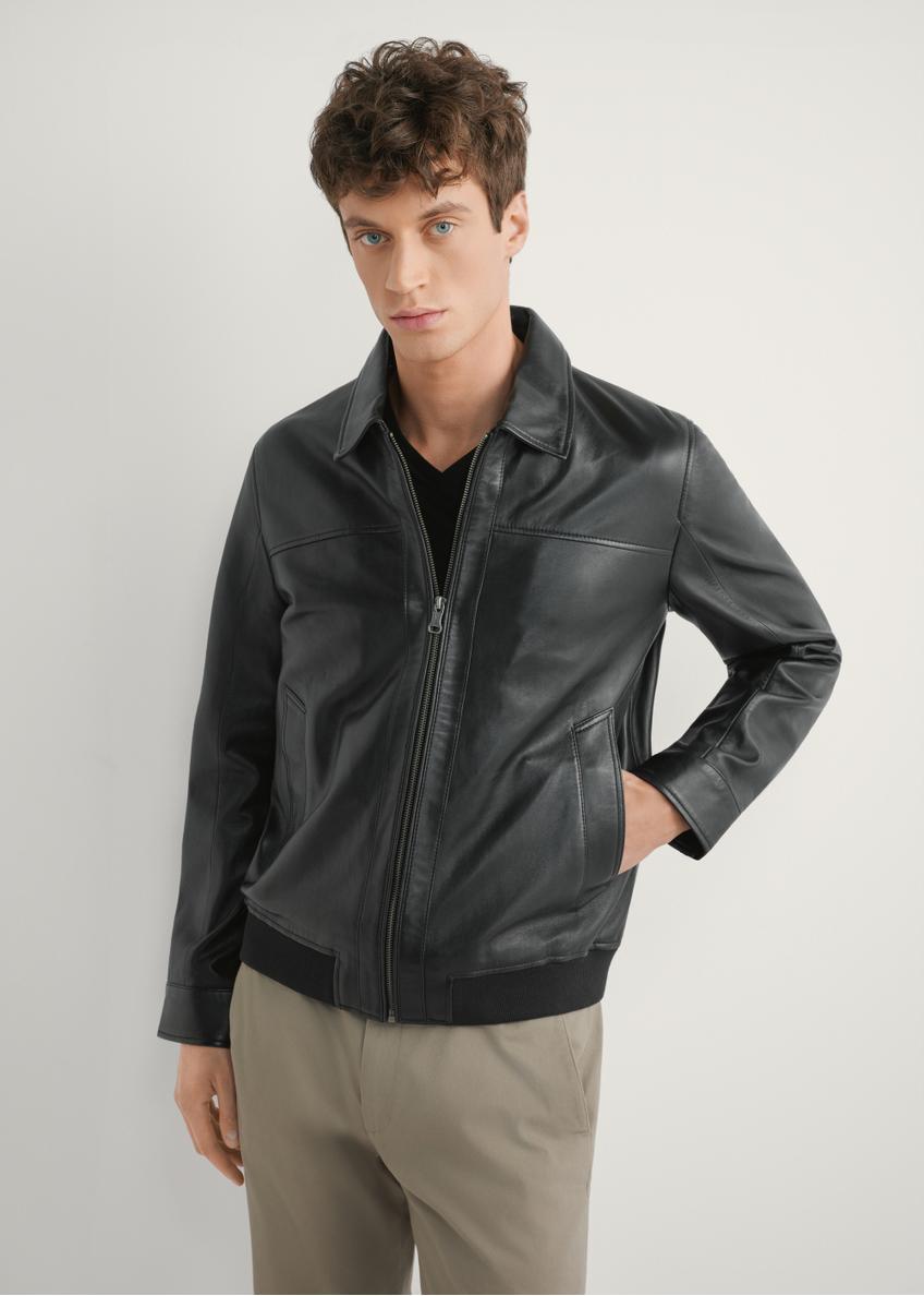 Black men's leather jacket KURMS-0407-99(W26)