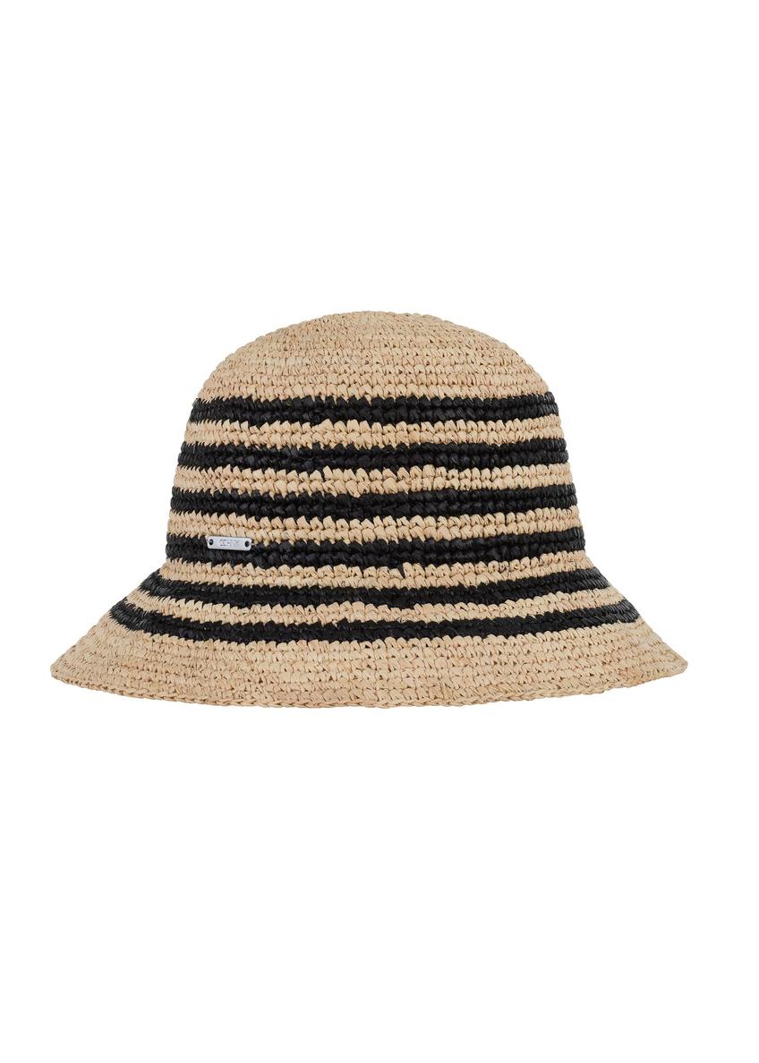 Women's straw hat with black stripes KAPDT-0036-23(W24)-01