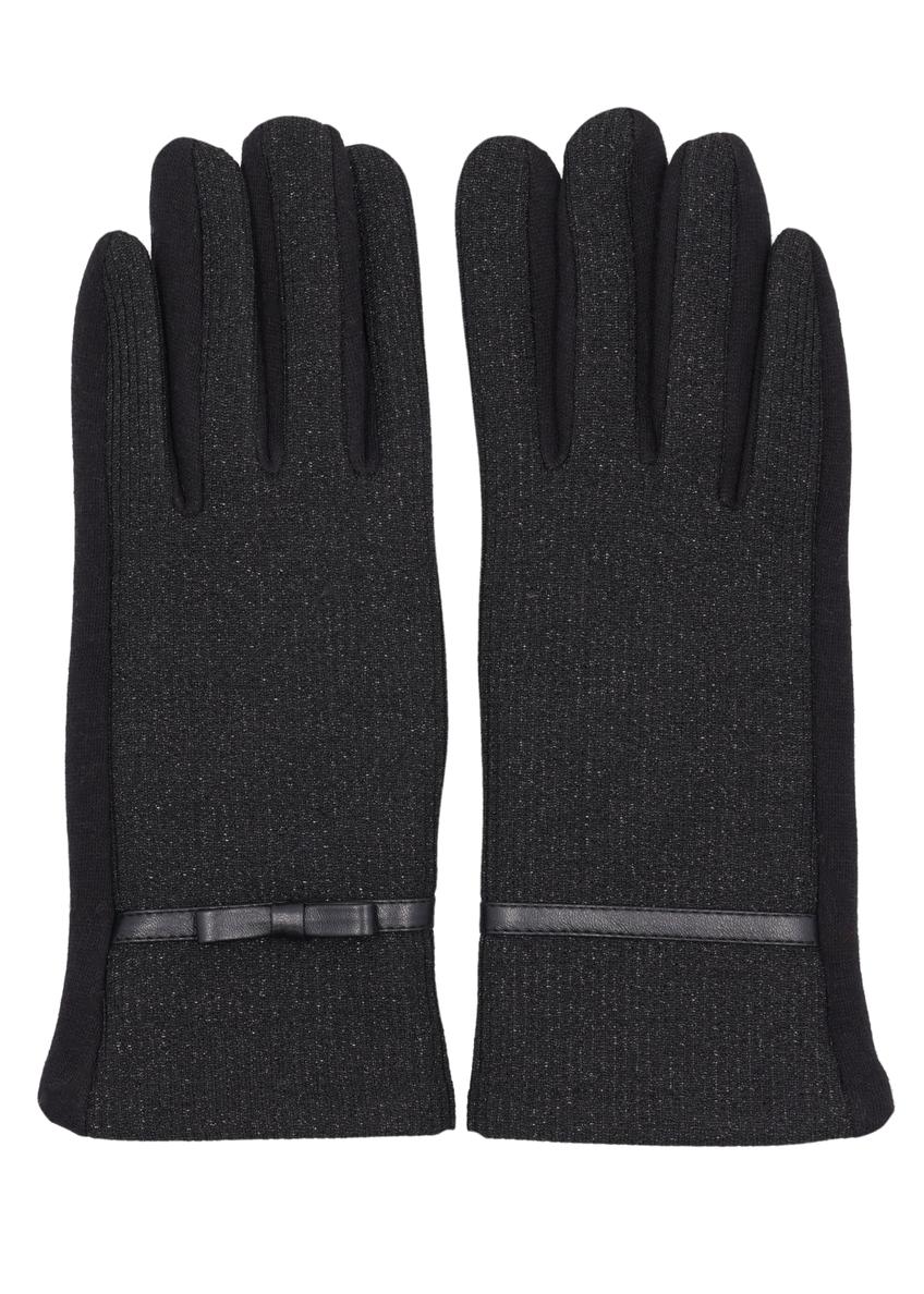 Black shiny women's gloves REKDT-0036-99(Z26)