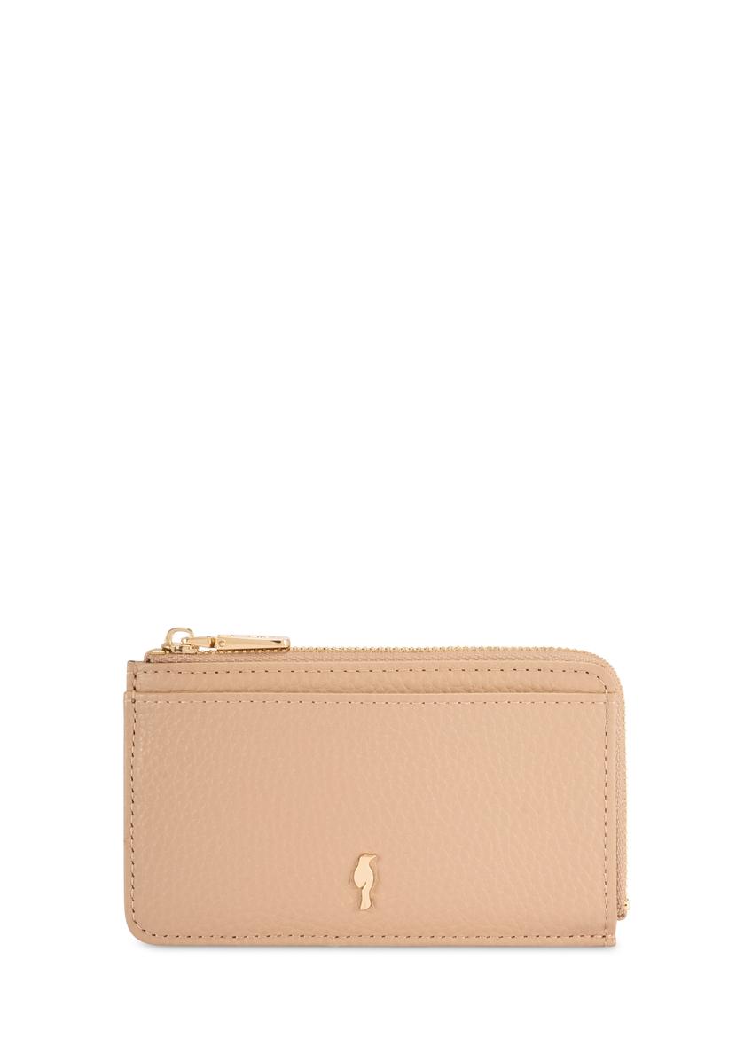 Beige small leather women's wallet PORES-0978R-1B(W26), front product view on white background.