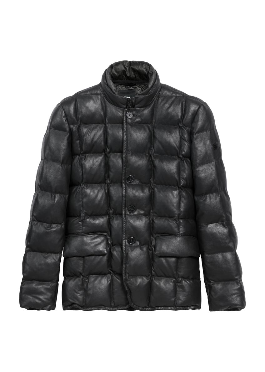 Black leather insulated men's jacket KURMS-0375-2872(Z25)