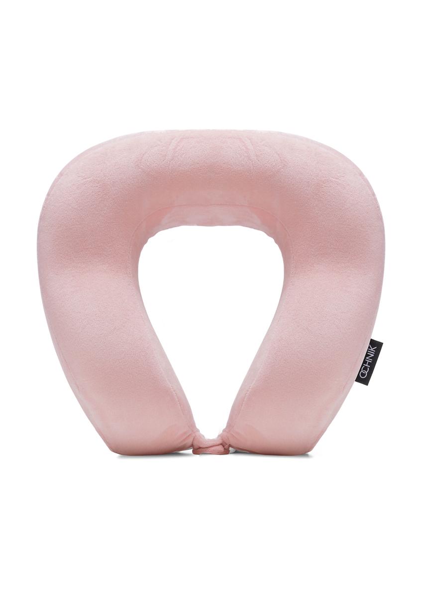 Pink travel pillow AW-014-0002-34(W25), front product view on white background.