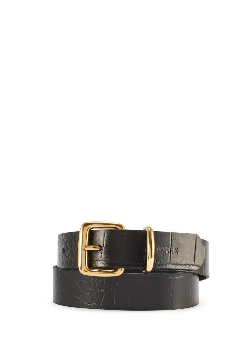 Black croco leather women's belt PASDS-0312A-97(Z25)