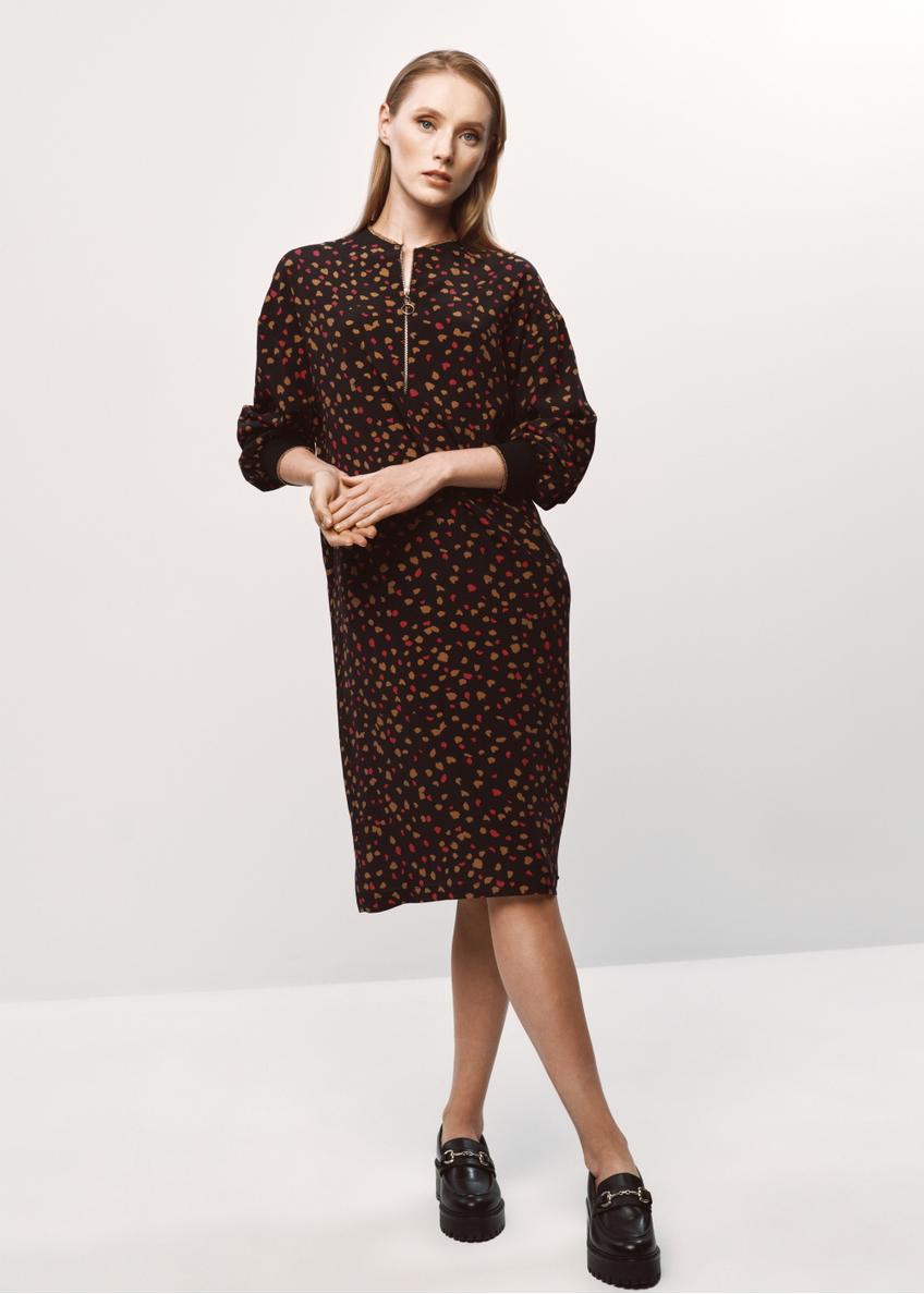 Black mottled long sleeve dress SUKDT-0178-97(Z23)-01