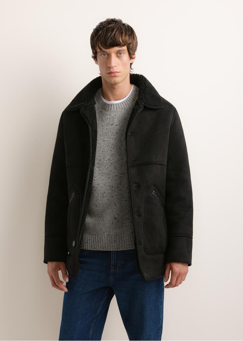 Black men's sheepskin coat KOZMP-0011-99(Z26)