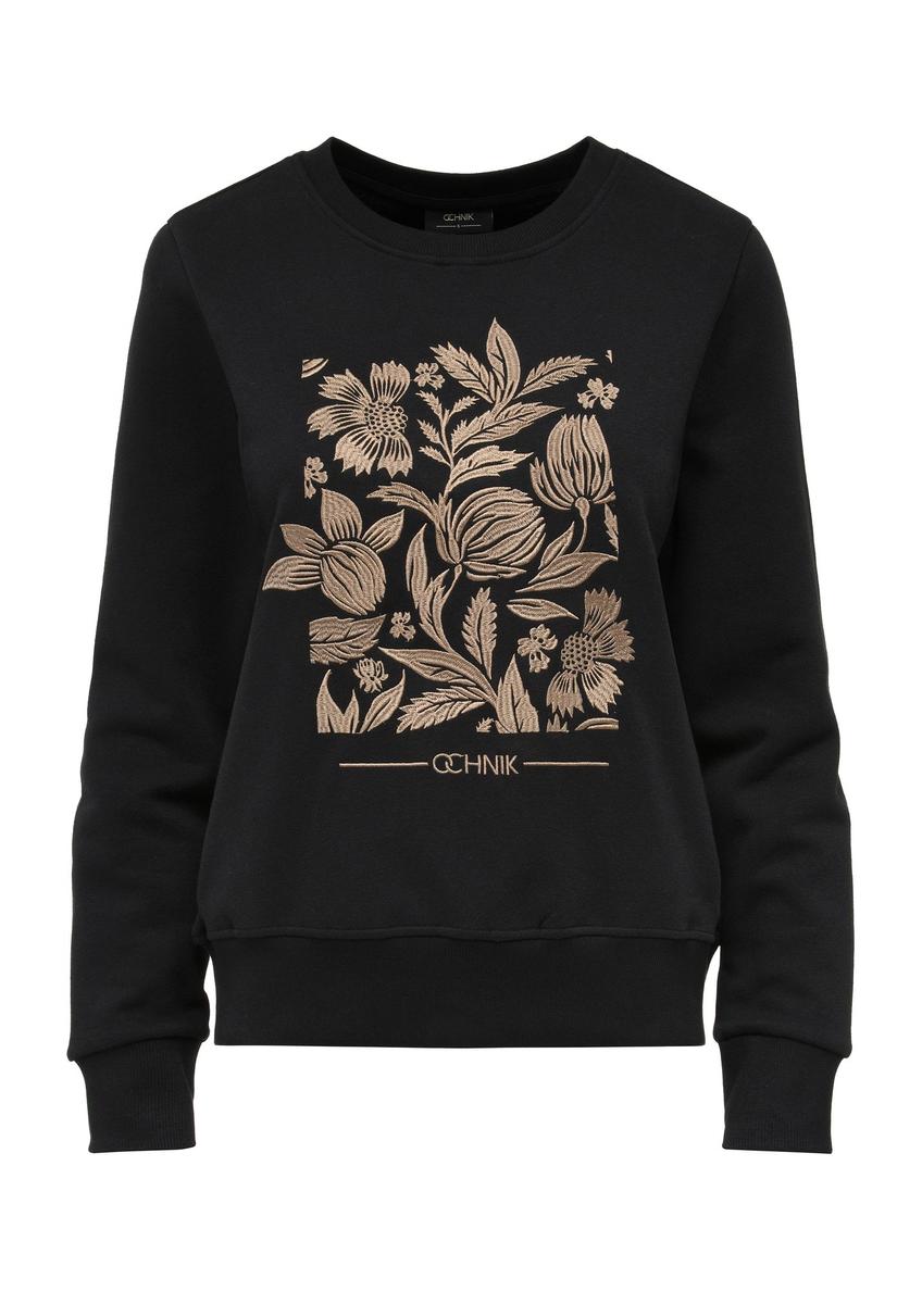 Black women's sweatshirt with embroidery BLZDT-0102-99(Z24)