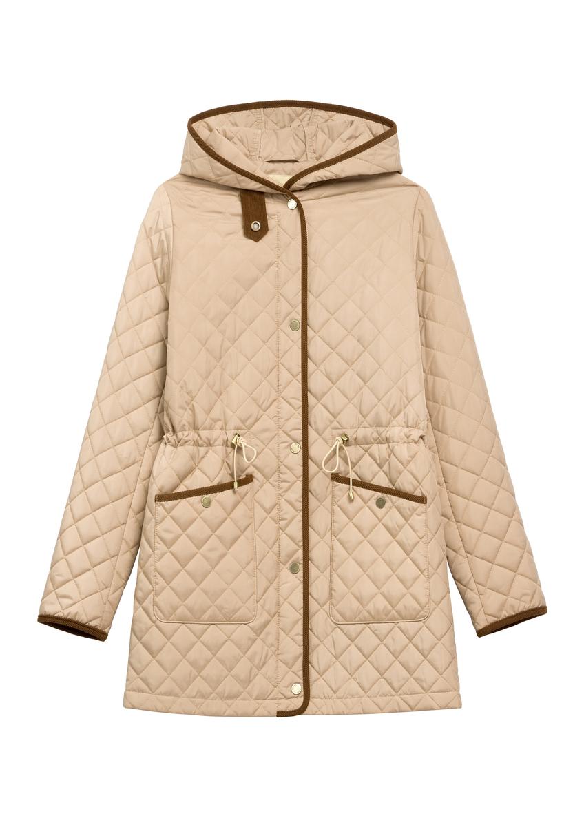 Beige women's quilted jacket KURDT-0646-1B(W26)