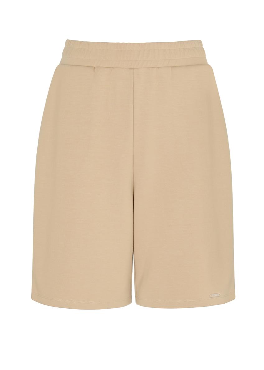 Beige knit shorts for women SZODT-0004-81(W22)