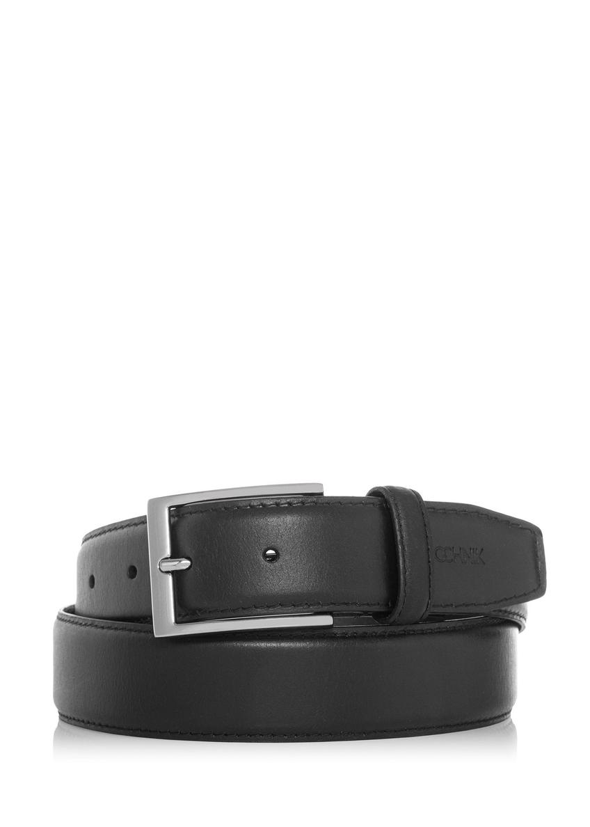 Leather black men's belt PASMS-0258-99(Z24)