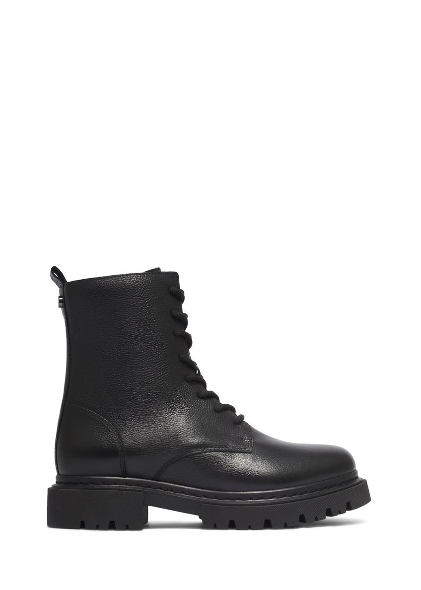 Women's leather ankle boots in black BUTYD-1297-99(Z26), side view of the product on a white background.
