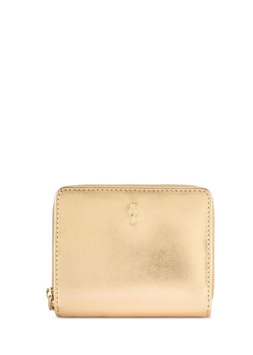 Small leather gold women's wallet PORES-0960-2X(W26) - front product view, on white background.