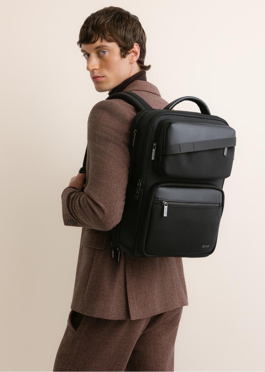 Black men's backpack with a pouch TORMN-0442-99(Z26)