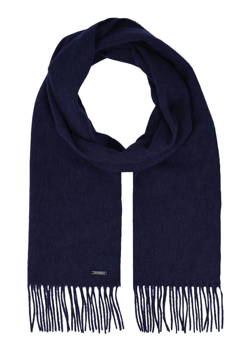Men's woolen navy blue scarf SZAMT-0034-7E(Z26), front product view on white background.