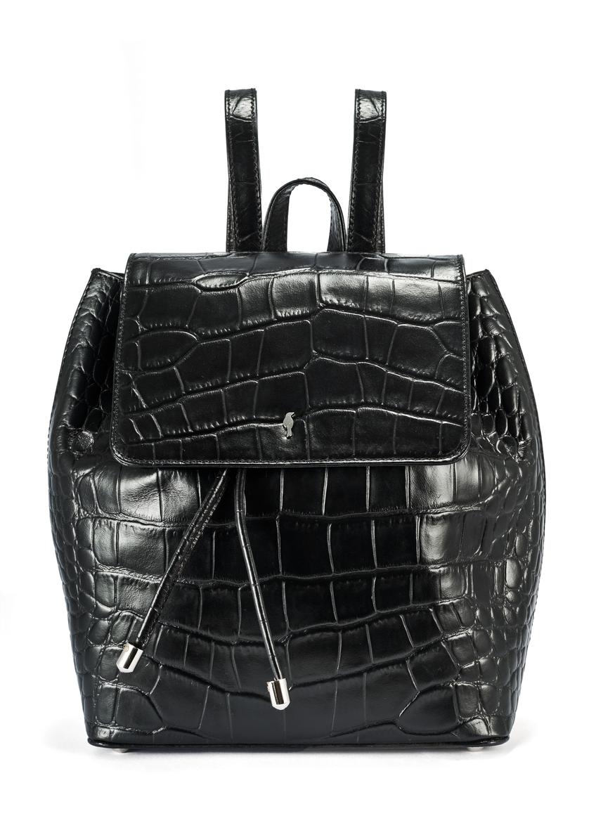 Black leather croco women's backpack TORES-1131-99(Z25)