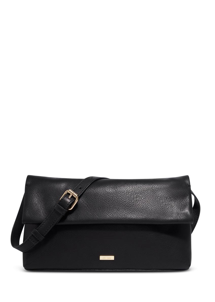 Women's leather handbag in black color TORES-1375-99(Z26), front product view on white background.
