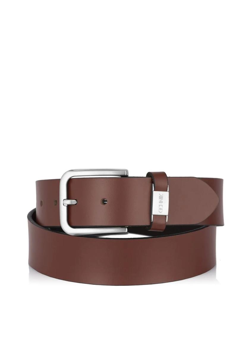 Brown leather men's belt PASMS-0129B-88(W23)-02