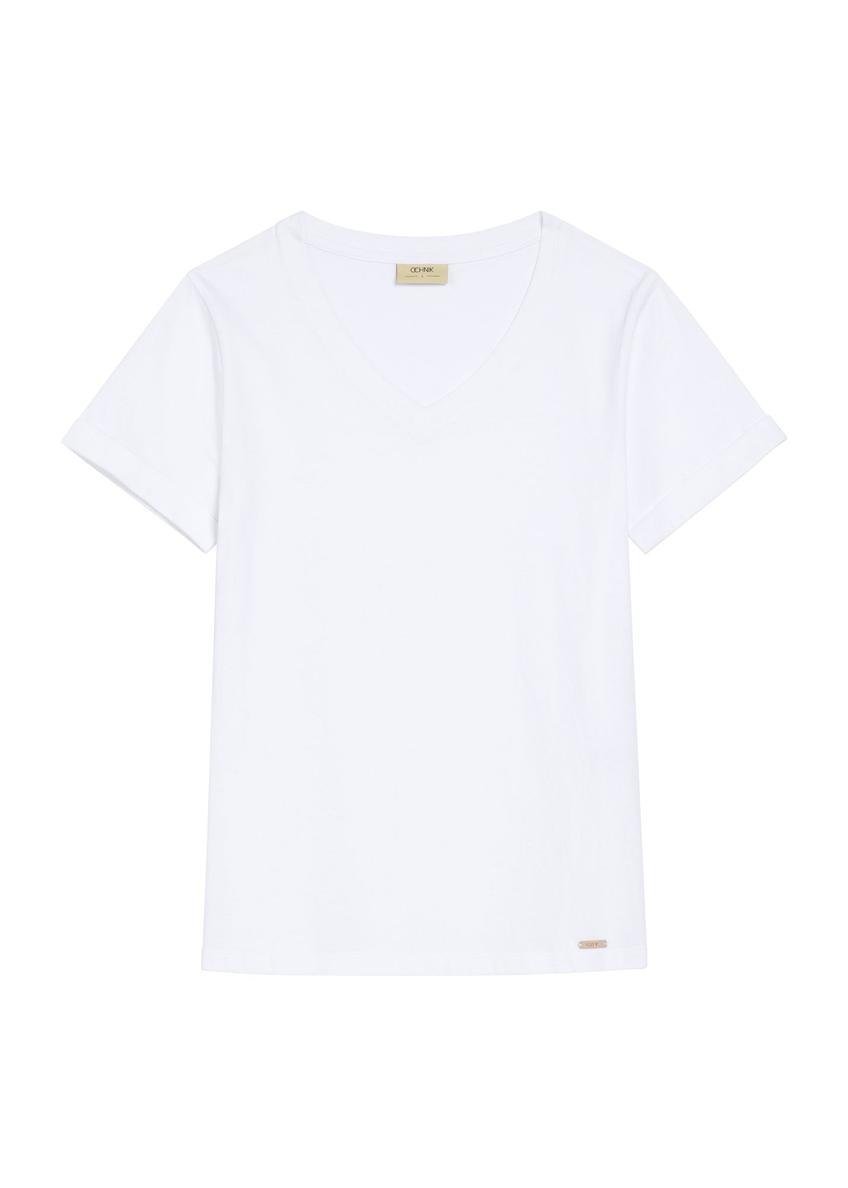 Cream women's V-neck T-shirt TSHDT-0118B-0B(Z26)
