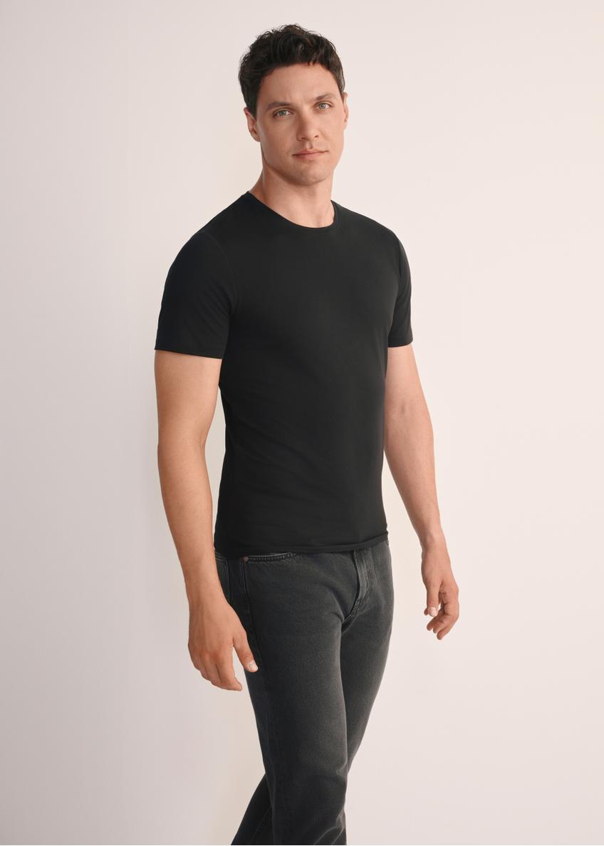 Black basic T-shirt for men with logo TSHMT-0091-99(KS)