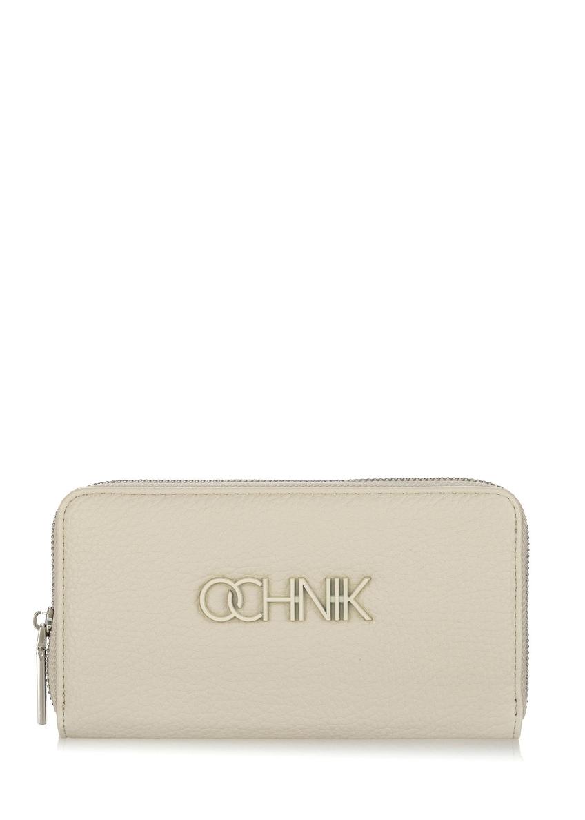 Large cream ladies wallet with logo POREC-0377-12(W24)-08