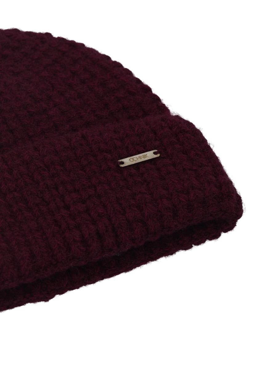 Burgundy women's wool hat CZADT-0204-4D(Z26)